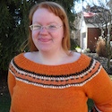 Orange colorwork sweater