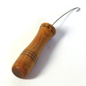 Turned wood-handled threading hook Turned wood-handled threading hook